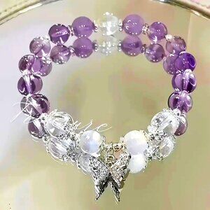 Bracelet Butterfly Charm Stainless Beads Dangle Stretchy Dainty Trendy Stylish